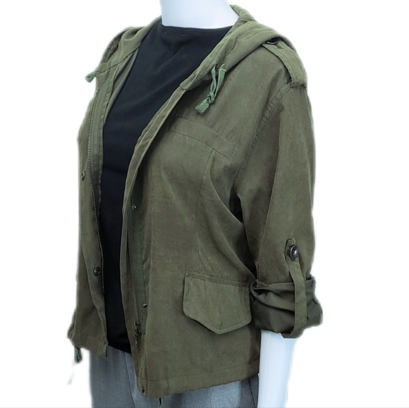 BRANDY MELVILLE Utility Jacket Military Style Olive Green Size M - Picture 6 of 10